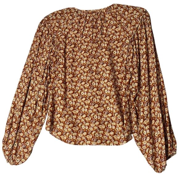 Joie Women's XS Jenny Floral‎ Balloon Sleeve Top Feminine Bohemian Umber Multi - Picture 3 of 7